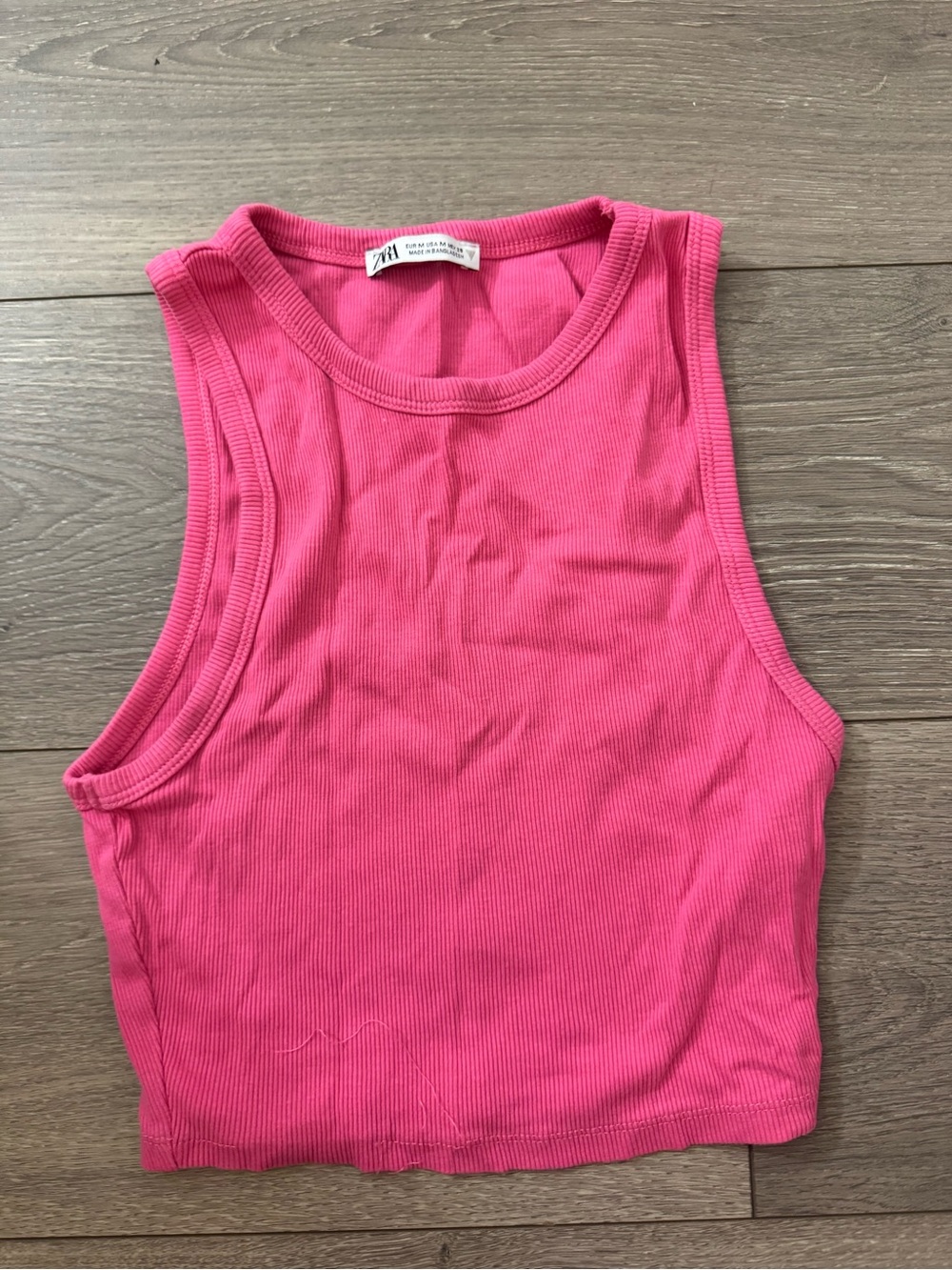 Zara Hot Pink Ribbed Cropped Tank